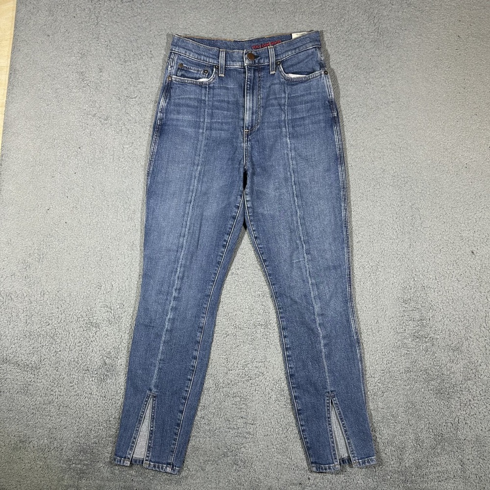 Alice Olivia AO.LA Good High Rise Ankle Skinny Jeans Front Slit Blue 29 #3894 - Picture 3 of 9